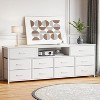 Furnulem 63” long bedroom dressing table suitable for 65 to 75 inch TV dressing table with 10 fabric drawers includes power outlet and LED lighting - 4 of 4