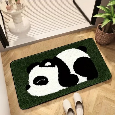 Cute Panda Bathroom Rug, Non-slip Super Absorbent Soft Bathroom Rug, Machine Washable, Bathtub Rug Shower Indoor Area Use