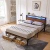 Streamdale Queen Size Platform Bed Frame with USB, Charger, Drawers, LED Lights - 2 of 4