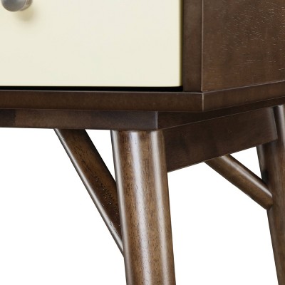 Medium Brown and White Rubberwood Writing Desk with Drawers