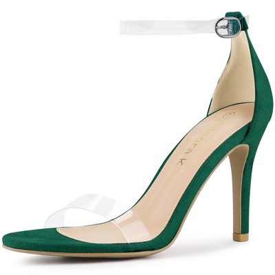 Allegra K Women's Clear Ankle Strap Stiletto Heel Open Toe Sandals