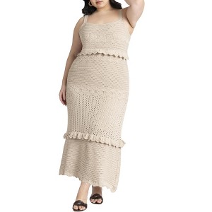 ELOQUII Women's Plus Size Crochet Maxi Dress - 1 of 4