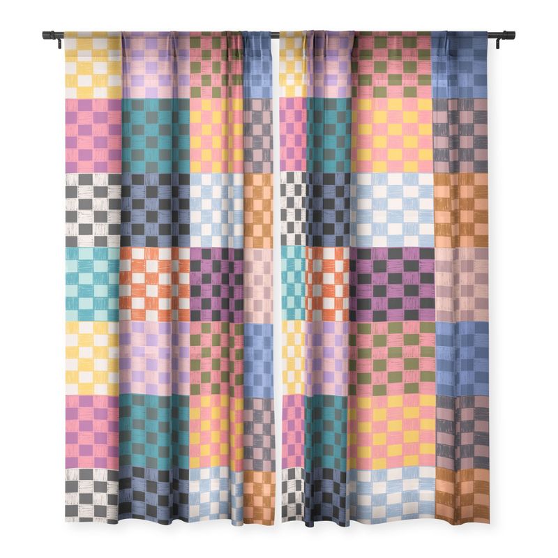 Schatzi Brown Alice Check Multi Single Panel Sheer Window Curtain - Deny Designs, 3 of 7