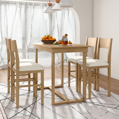 5-Piece Dining Table Set with Wood 48" Rectangular Dining Table and 4 Dining Chairs-Tanpinhause
