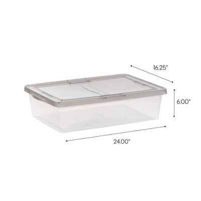 Clear Stackable Plastic Underbed Storage Bins with Lids, Set of 6