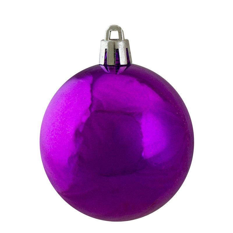 Northlight 24ct Shatterproof 2-Finish Christmas Ball Ornament Set 2.5” - Purple/Gold, 4 of 9