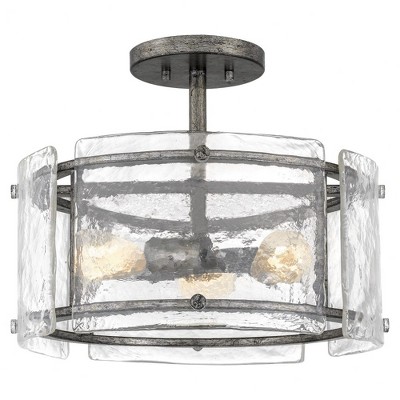 Quoizel Lighting Fortress 3 - Light Semi-Flush Mount in  Mottled Silver