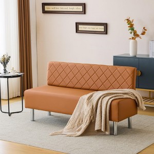 Karl Home Black 58.6 in. Upholstered Waiting Room Reception Bench Chair with Backrest - 1 of 4