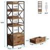 Resenkos Bookshelf, Bookcase Standing Shelf Unts,70.86" Bookshelf, Industrial 5-Tier Bookcase with 2 Drawers Brown - 2 of 3