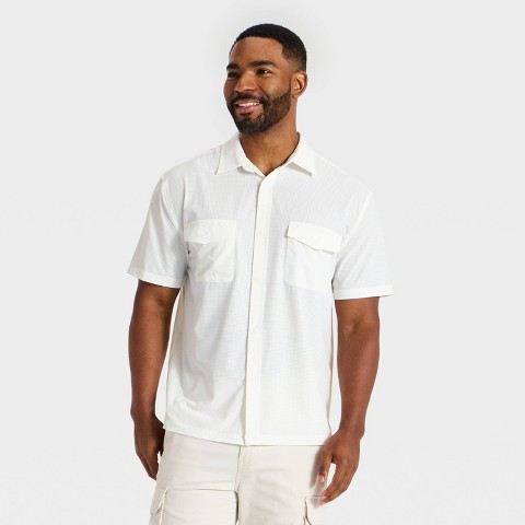 Мужские рубашки Goodfellow & Co Men's Short Sleeve Trekker Button-Up Shirt - Goodfellow & Co™ White M