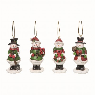 Transpac Resin Shimmering Snowman Ornament Set of 4 Christmas Home Decorations