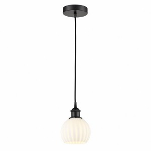White Venetian - 1 Light Cord Hung Mini Pendant In Modern Style-8 Inches Tall and 6 Inches Wide - 1 of 1