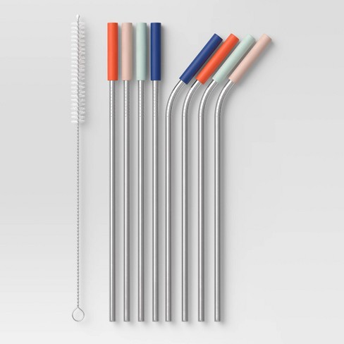 9pc Stainless Steel Straws with Cleaning Brush - Room Essentials™ - image 1 of 2