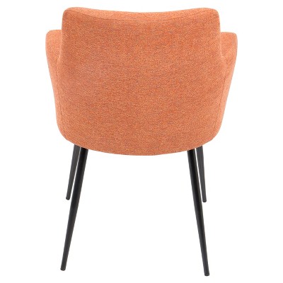 Scandinavian Orange Faux Leather Upholstered Arm Chairs with Metal Legs
