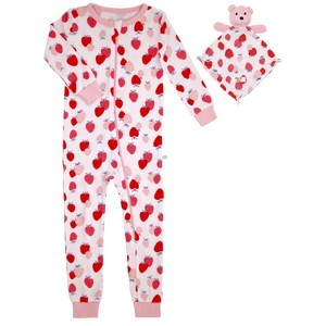 Sleep On It Infant Girls Long Sleeve Super Soft Snuggle Jersey Zip-Up Coverall Pajama with Matching Blankey Buddy - 1 of 3