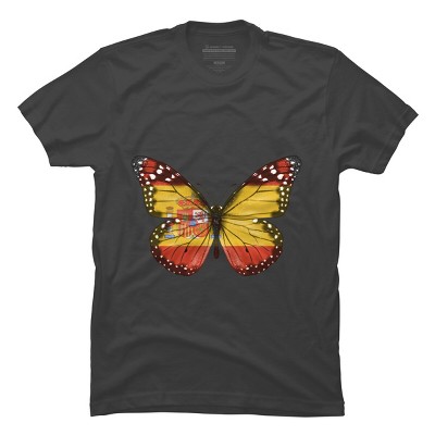 Men's Design By Humans Butterfly Flag Of Spain By GiftsIdeas T-Shirt