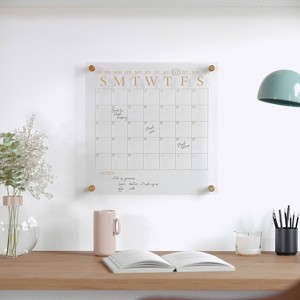 Martha Stewart Acrylic Monthly Dry Erase Wall Calendar Gold Print Clear: Office Wall Organizer & Desk Organization Set - 1 of 4