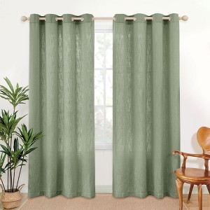 Awesome Home  Linen Blend Privacy and Light Filtering Texture Grommet Pair(2 Panels) - 1 of 4