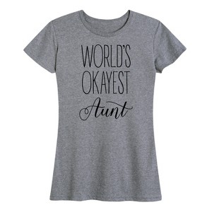 Women's - Instant Message - World's Okayest Aunt Short Sleeve Graphic T-Shirt - 1 of 4