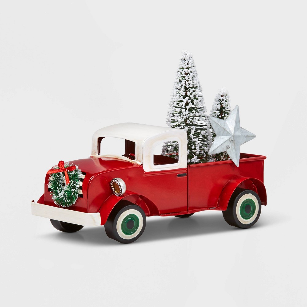 Small Metal Truck Decorative Figurine Red - Wondershop