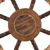 35"x35" Wood Ship Wheel Handmade Wall Decor with Rope and Shell Accents Brown - Olivia & May: Pine Nautical Art, Vertical Display - 3 of 4