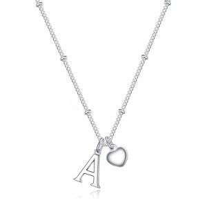 Turandoss Heart Initial Necklaces for Girls - Teen Girl Gifts Dainty Heart Pendant Silver Initial Necklaces for Women Jewelry - 1 of 4