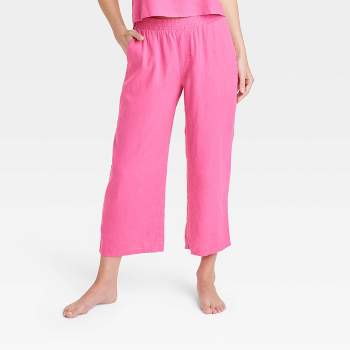 Women's Linen Cropped Pajama Pants - Stars Above™ Pink M