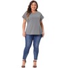 Agnes Orinda Women's Plus Size Round Neck Hollow Lace Panel Short Sleeve Casual Summer Blouses - 3 of 4