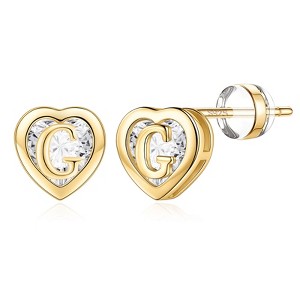 Turandoss Heart Stud Earrings for Girls Women, S925 Sterling Silver Studs Hypoallergenic Earrings - 1 of 4