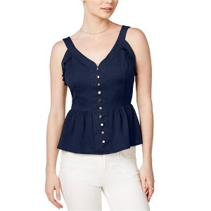 maison Jules Womens Sweetheart-Neck Peplum Sleeveless Blouse Top, Blue, X-Small - 1 of 1