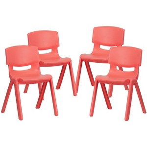 Emma and Oliver 4 Pack Plastic Stackable K-2 School Chair with 13.25"H Seat - 1 of 4