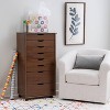 Linon Cary Walnut Eight Drawer Plus Roll Cart - 2 of 4