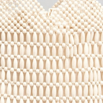 Сумки Alilang Beaded Tote Bag Structured Wooden Bead Handbag Open Weave Large Shoulder Bag Lightweight Carryall Purse - White — фото 4