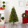 Nearly Natural 4-ft Snow Tipped Portland Spruce Artificial Christmas Tree with Frosted Berries and Pinecones with 100 Clear LED Lights - 4 of 4