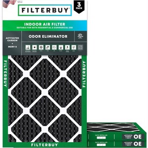 Filterbuy 14x30x1 Air Filter (3-Pack), Pleated MERV 8 Odor Eliminator Replacement HVAC AC Furnace Filters (Actual Size: 13.88 x 29.88 x 0.75) - 1 of 4