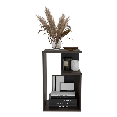 NicBex  High 3-Tier Nightstand, Modern Night Stand  Frame with Open Shelves, Bedside Table for Bedroom, Dark Oak