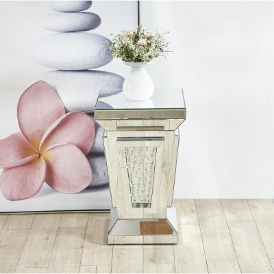 15" Clear Mirrored Crystal Diamond End Table
