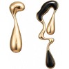 Black & Gold Asymmetric Earrings - Enamel and Zinc Alloy Statement Party Jewelry for Women - 2 of 4