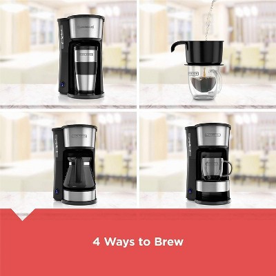 Black and Silver 5-Cup 4-in-1 Coffee Maker with Thermal Mug