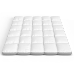 Hastings Home Down Mattress Topper - 4-Inch Duck and Goose Feather Bed with Cotton Cover - 1 of 4