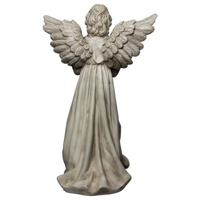29.5" White Polyresin Angel Standing in Prayer Garden Statue