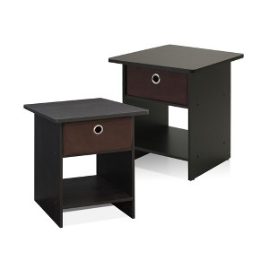 HOMLUX 2PCS Nightstand Sofa End Table Bedside Table with Bin Drawer & Open Shelf - 1 of 4