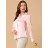 INSPIRE CHIC Women's Elegant V Neck Long Sleeve Office Work Satin Shirt - 4 of 4