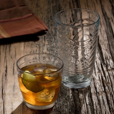 Libbey Orbita 16-Piece Clear Glass Tumbler and Rocks Set