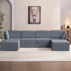 Mjkone Oversized Modular Sectional Sofa, U/L-Shaped Couch with Deep Seat, Ottoman, Convertible Modern Linen Sleeper Sofa Bed - 1 of 4