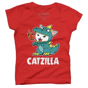 Girl's Design By Humans Catzilla Halloween Costume Dragon Monster Kitten Cats Lover By lenxeemyeu T-Shirt - 1 of 4