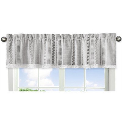Sweet Jojo Designs Window Valance Treatment 54in. Boho Geometric Jacquard Ivory Black White