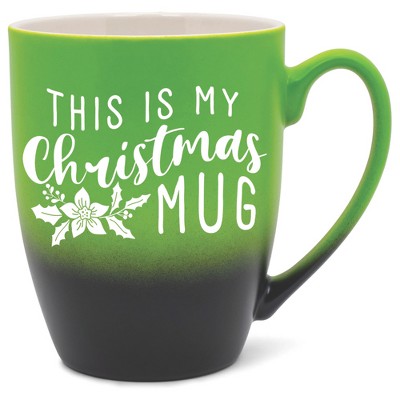 Elanze Designs This Is My Christmas Mug Two Toned Ombre Matte Green and Black 12 ounce Ceramic Stoneware Coffee Cup Mug