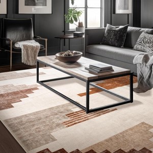 LOVEVOOK Checkered Area Rugs, Washable Area Rug for Living Room Bedroom, Modern Indoor Carpet, Beige Geometric Diamond Carpet - 1 of 4