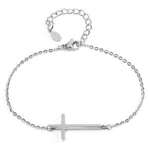 ELYA Women's Polished Sideways Cross Stainless Steel Bracelet - 1 of 3